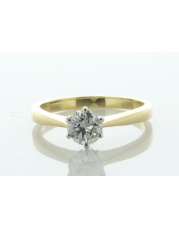 18ct Yellow Gold Single Stone Six Claw Set Diamond Ring 0.79