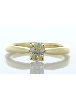 18ct Yellow Gold Single Stone Oval Cut Diamond Ring 0.42