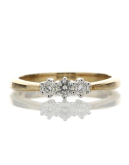 18ct Yellow Gold Three Stone Claw Set Diamond Ring 0.25