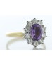 18ct Yellow Gold Oval Cluster Claw Set Diamond And Amethyst Ring (A1.28) 1.00