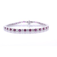 18ct White Gold Tennis Diamond And Ruby Bracelet (R 3.78) 3.64