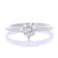 Platinum Single Stone Fancy Claw Set Diamond Ring 0.74