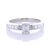 Platinum Single Stone With Stone Set Shoulders Diamond Ring 0.89