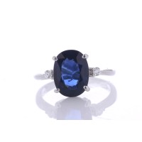 Platinum Oval Cut Sapphire And Diamond Ring (S3.63) 0.08