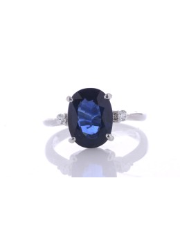 Platinum Oval Cut Sapphire And Diamond Ring (S3.63) 0.08