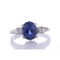 Platinum Oval Sapphire And Diamond Ring (S3.16) 0.37