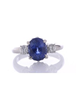 Platinum Oval Sapphire And Diamond Ring (S3.16) 0.37