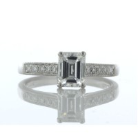 Platinum Single Stone Emerald Cut Diamond Ring 1.04