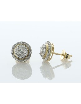14ct Gold Round Cluster Claw Set Diamond Earring 0.50