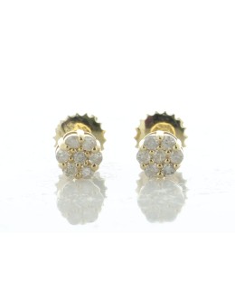 14ct yellow Gold Round Cluster Diamond Stud Screw back Earring 0.25