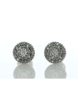 14ct White Gold Round Cluster Diamond Stud Earring 0.25