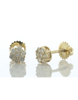 14ct Yellow Gold Round Cluster Diamond Stud Earring 0.36
