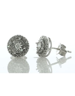 14ct White Gold Diamond Round Cluster Stud Earring 0.25