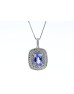 9ct White Gold Oval Tanzanite And Diamond Cluster Pendant (T1.04) 0.28