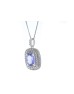 9ct White Gold Oval Tanzanite And Diamond Cluster Pendant (T1.04) 0.28