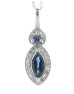 14ct White Gold Marquise Cluster Diamond And Sapphire Pendant And Chain 0.08