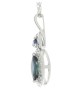 14ct White Gold Marquise Cluster Diamond And Sapphire Pendant And Chain 0.08