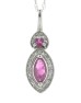 14ct White Gold Marquise Cluster Diamond And Ruby Pendant And Chain (R0.30) 0.08 Carats