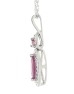 14ct White Gold Marquise Cluster Diamond And Ruby Pendant And Chain (R0.30) 0.08 Carats