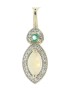 14ct Yellow Gold Marquise Cluster Diamond And Opal Pendant And Chain 0.08