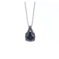 14ct White Gold Ladies Dress Diamond And Sapphire Pendant And Chain (S0.50) 0.10