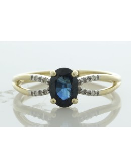 9ct Yellow Gold Diamond And Sapphire Ring (S0.96) 0.03