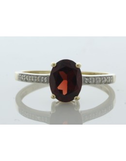 9ct Yellow Gold Diamond And Garnet Ring (G1.47) 0.04