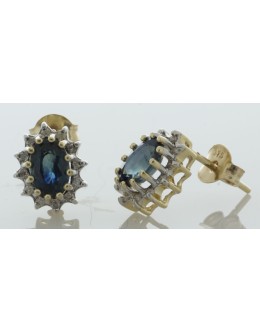 9ct Yellow Gold Diamond And Sapphire Earring (S0.78) 0.12 