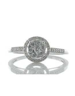 9ct White Gold Round Cluster Diamond Ring 0.25