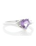 9ct White Gold Amethyst Diamond Ring 0.04 Carats