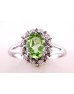 9ct White Gold Cluster Diamond And Peridot Ring (P1.50) 0.03