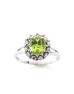 9ct White Gold Cluster Diamond And Peridot Ring (P1.50) 0.03