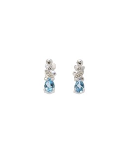 9ct White Gold Diamond And Blue Topaz Earring (BT0.86)  0.01