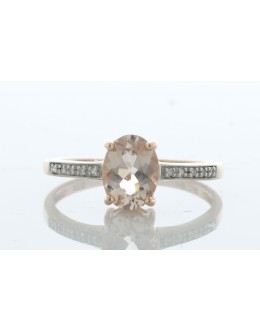 9ct Rose Gold Oval Cut Morganite and Diamond Ring (MG1.00) 0.04